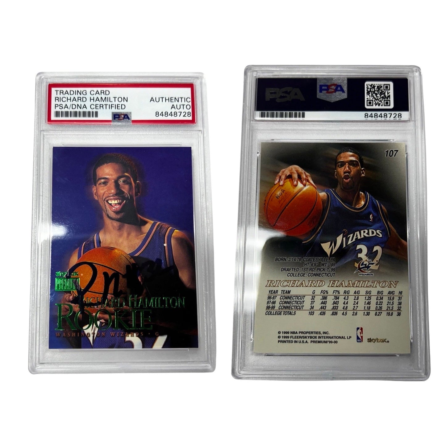 1999-2000 Skybox Premium Richard Hamilton #107 Autographed PSA Auto Authentic