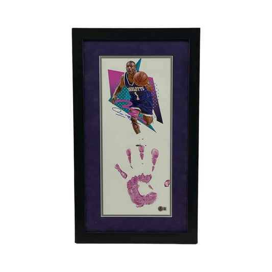 Muggsy Bogues Autographed Framed Handprint 8x18 Beckett