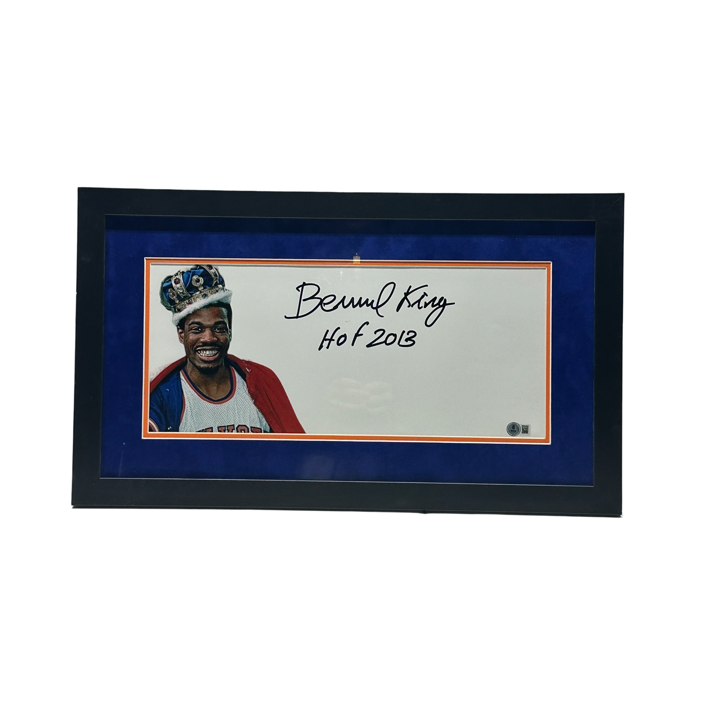Bernard King Autographed New York Knicks Horizontal "HOF 2013" Inscribed 8x18 Beckett - Framed