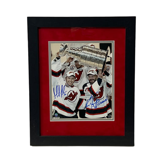 Martin Brodeur & Ken Daneyko Autographed New Jersey Devils Framed 8x10 3x SC Champs Inscription Steiner
