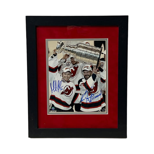Martin Brodeur & Ken Daneyko Autographed New Jersey Devils Framed 8x10 3x SC Champs Inscription Steiner