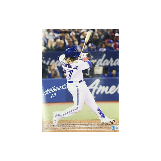 Vladimir Guerrero Jr. Autographed Toronto Blue Jays Vertical Swing 11x14 Beckett