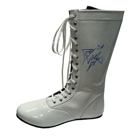 Rob Van Dam Autographed WWE ECW White Boot "5 Star" Inscription Beckett