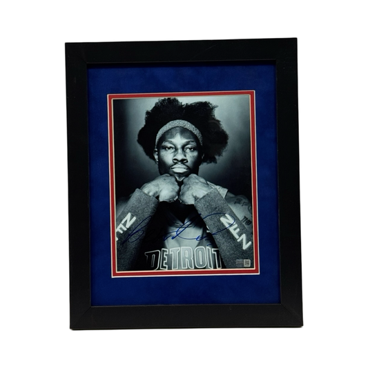 Ben Wallace Autographed Detroit Pistons Black & White Close Up Framed 8x10 Steiner CX