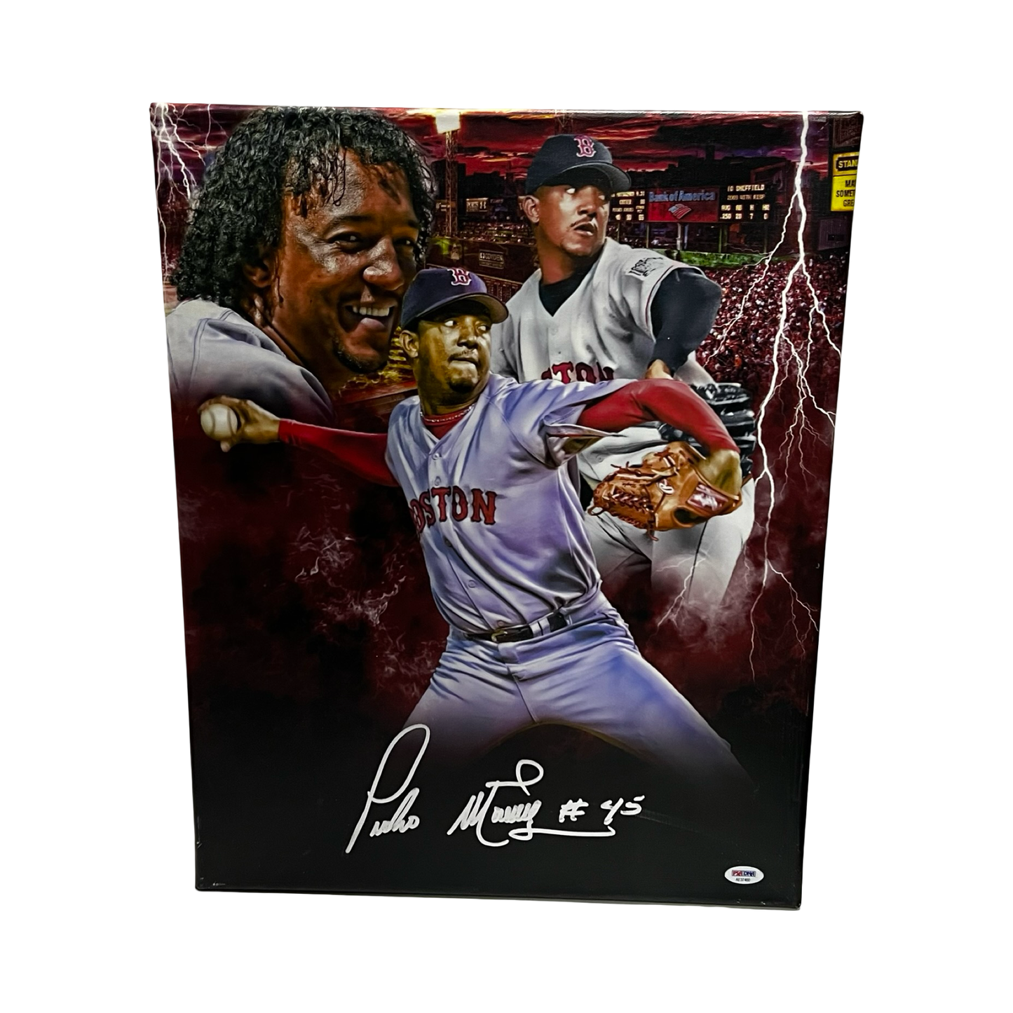 Pedro Martinez Autographed Boston Red Sox 16x20 Canvas PSA