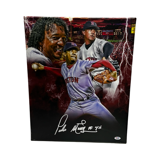 Pedro Martinez Autographed Boston Red Sox 16x20 Canvas PSA