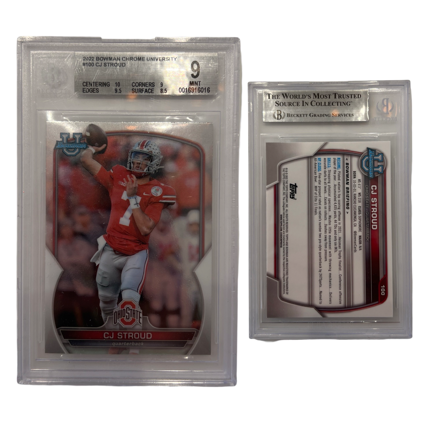 2022 Bowman Chrome University #100 CJ Stroud Beckett 9