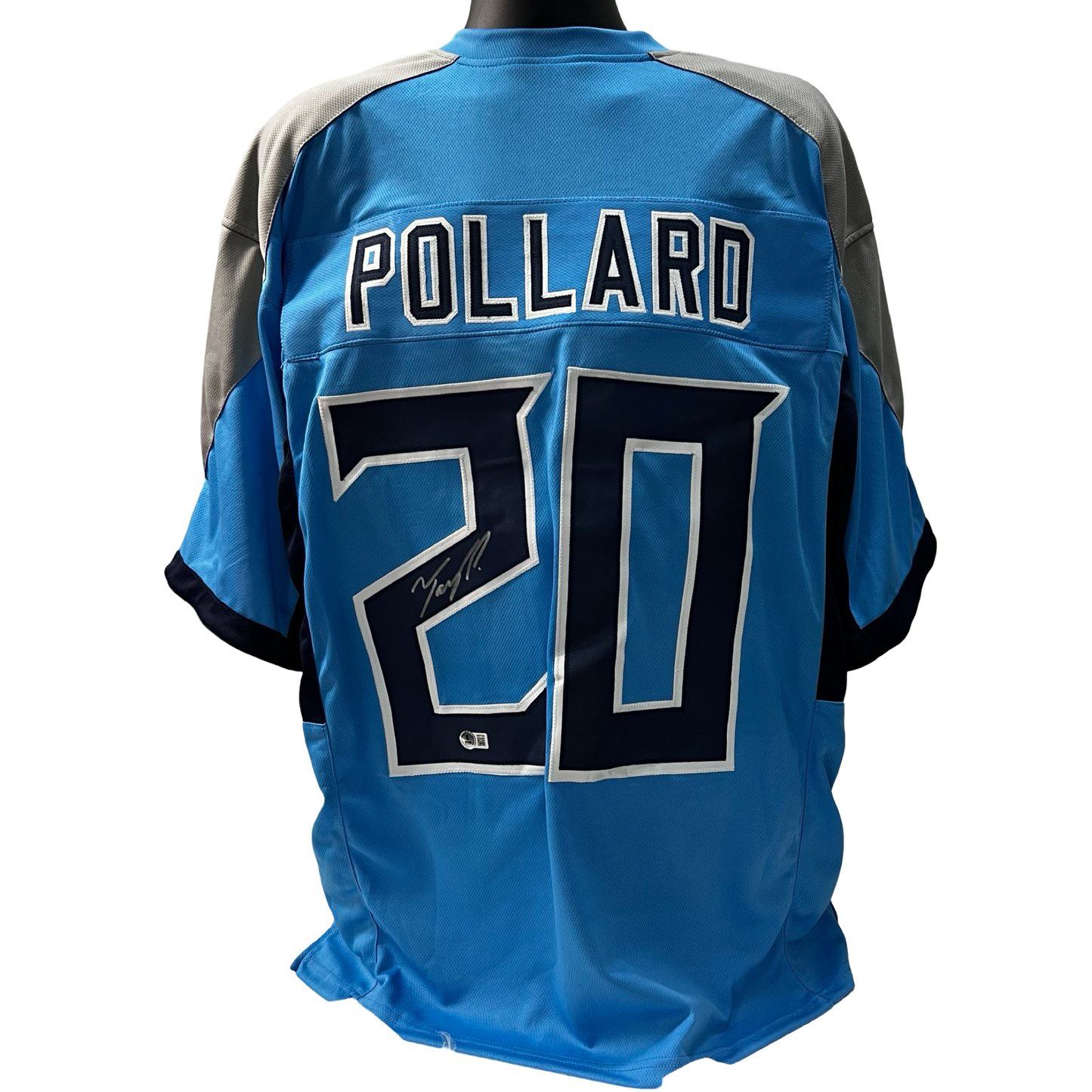 Tony Pollard Autographed Tennessee Titans Light Blue / Grey Sleeves Jersey Beckett