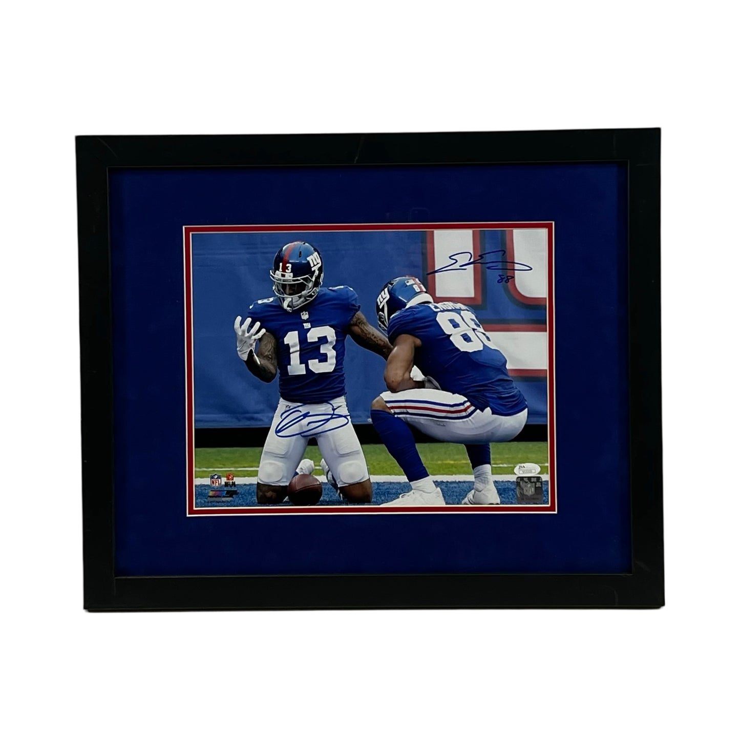 Odell Beckham Jr. & Evan Engram Autographed New York Giants Framed 11x14 JSA