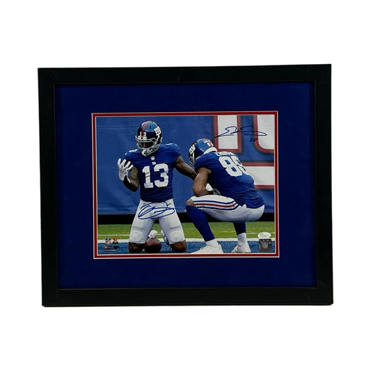 Odell Beckham Jr. & Evan Engram Autographed New York Giants Framed 11x14 JSA