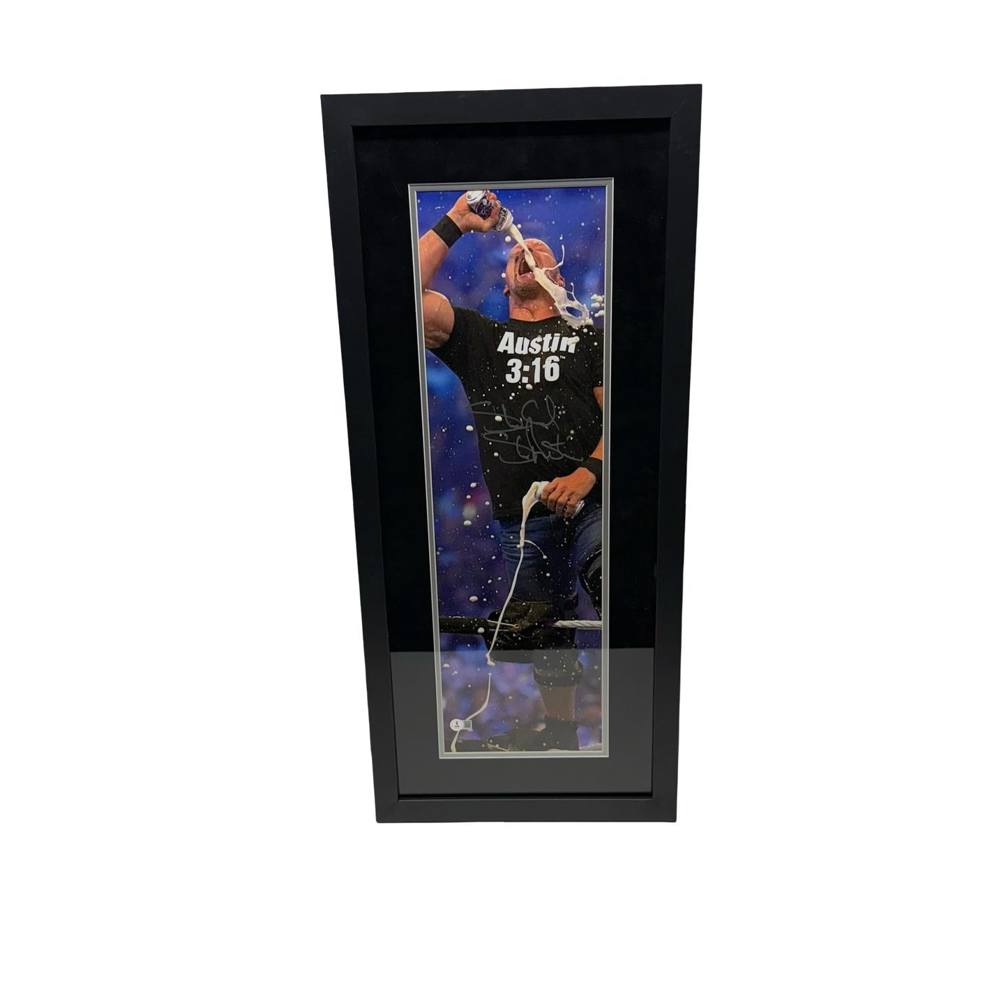 Stone Cold Steve Austin Autographed WWE Chugging Beer Framed 8x26 Beckett