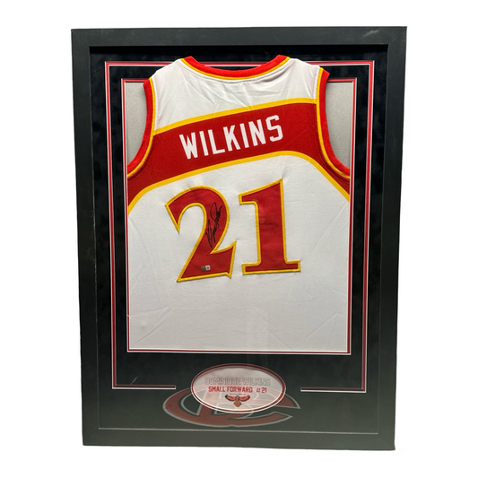 Dominique Wilkins Autographed Atlanta Hawks White Jersey Steiner CX - Framed