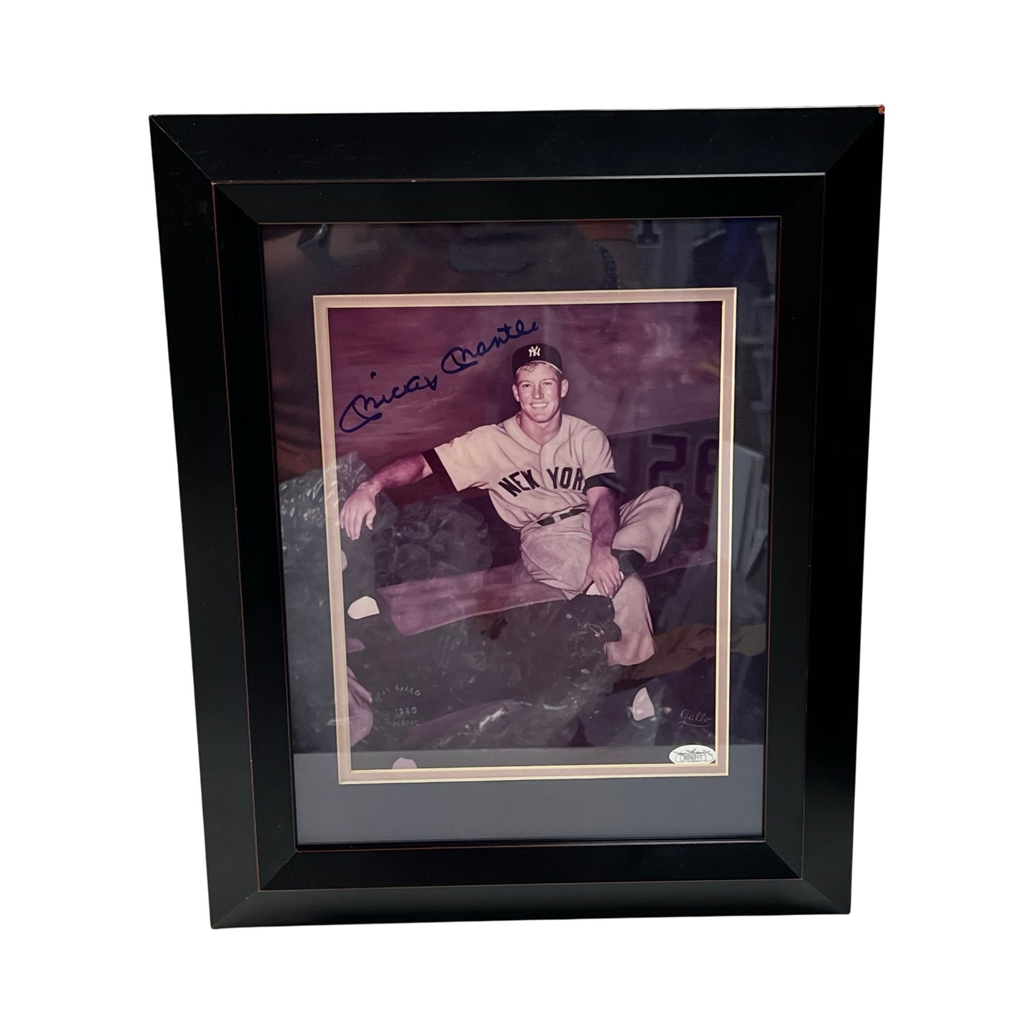 Mickey Mantle Autographed New York Yankees Framed 8x10 Bench JSA