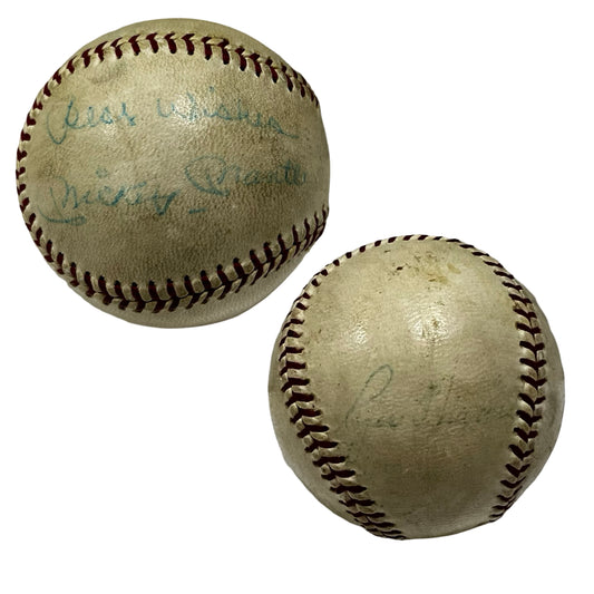 Mickey Mantle & Roger Maris Autographed OMLB “Best Wishes” Inscription PSA