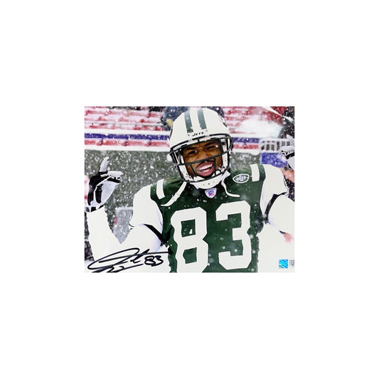 Santana Moss Autographed New York Jets Snow 8x10 Steiner CX