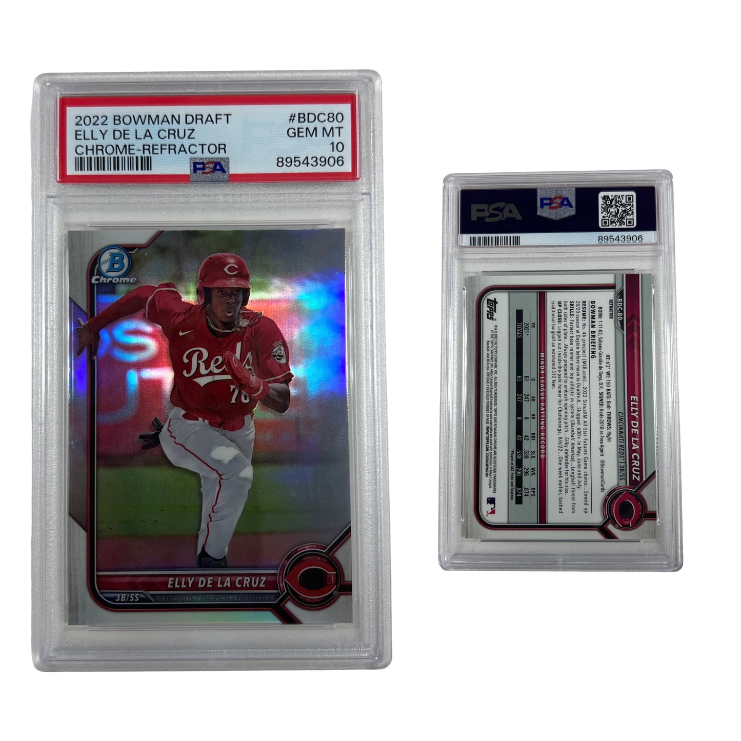 2022 Bowman Draft Elly De La Cruz Chrome-Refractor #BDC80 PSA GEM MT 10