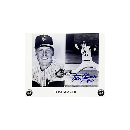 Tom Seaver Autographed New York Mets B&W 8x10 JSA