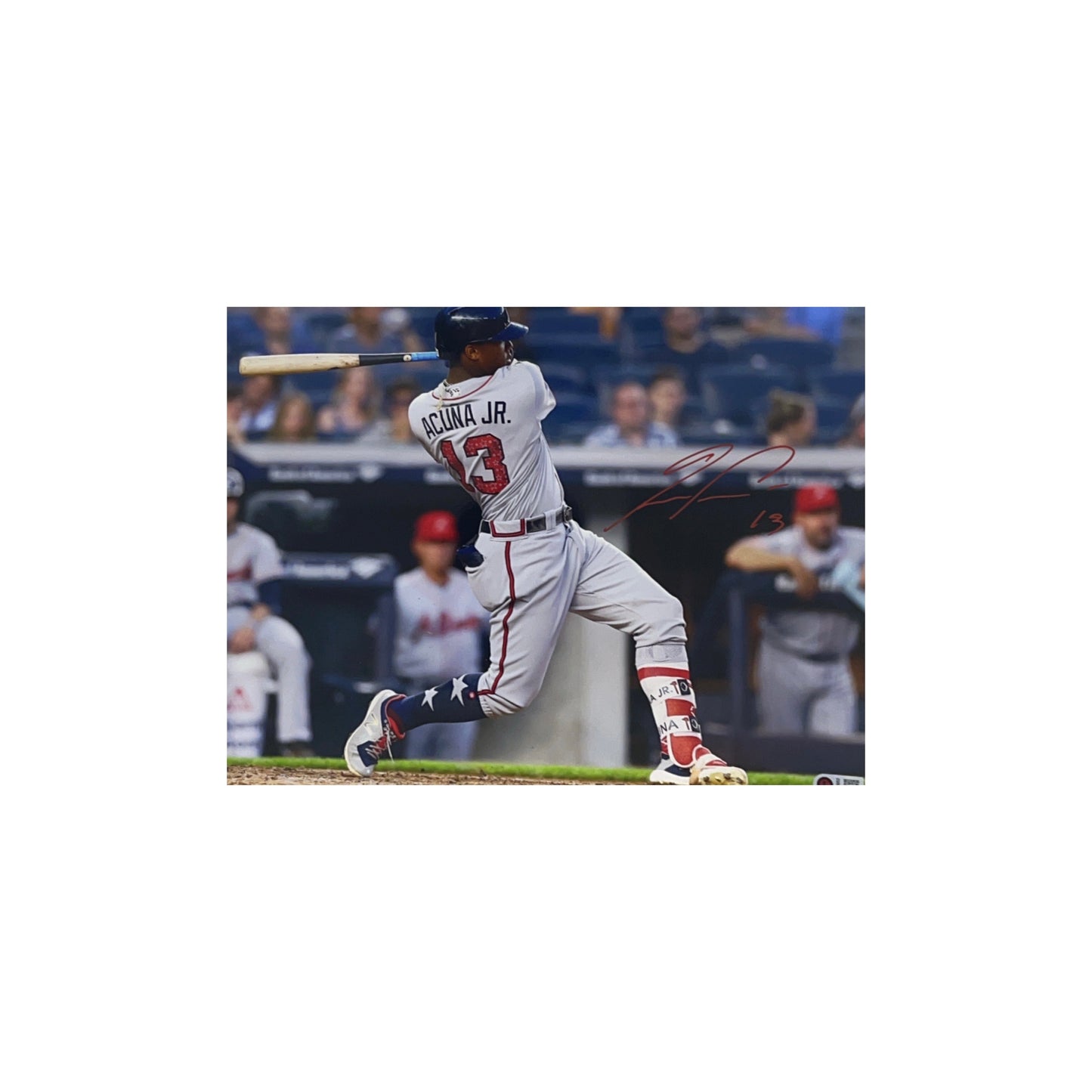 Ronald Acuna Jr. Autographed Atlanta Braves Horizontal Swing 11x14 USA Sports Marketing