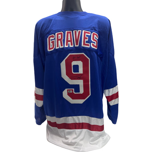 Adam Graves Autographed New York Rangers Blue Jersey 94 Cup Inscription Beckett
