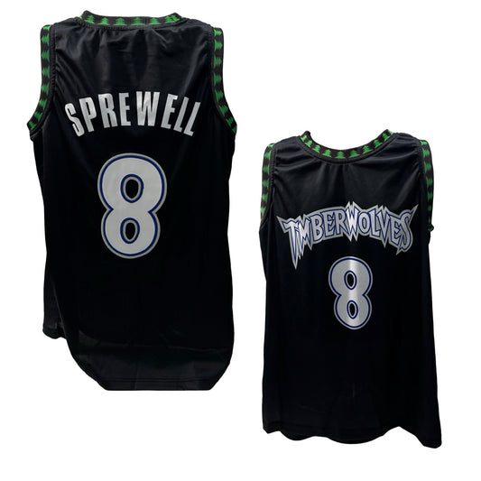 Latrell Sprewell Unsigned Minnesota Timberwolves Black Custom Jersey Size XL