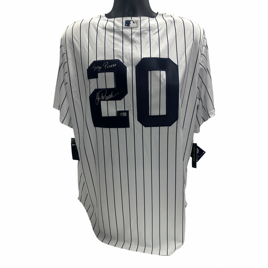 Jorge Posada Autographed New York Yankees "Jorge Posada" Inscribed Nike Pinstripe Jersey Steiner CX