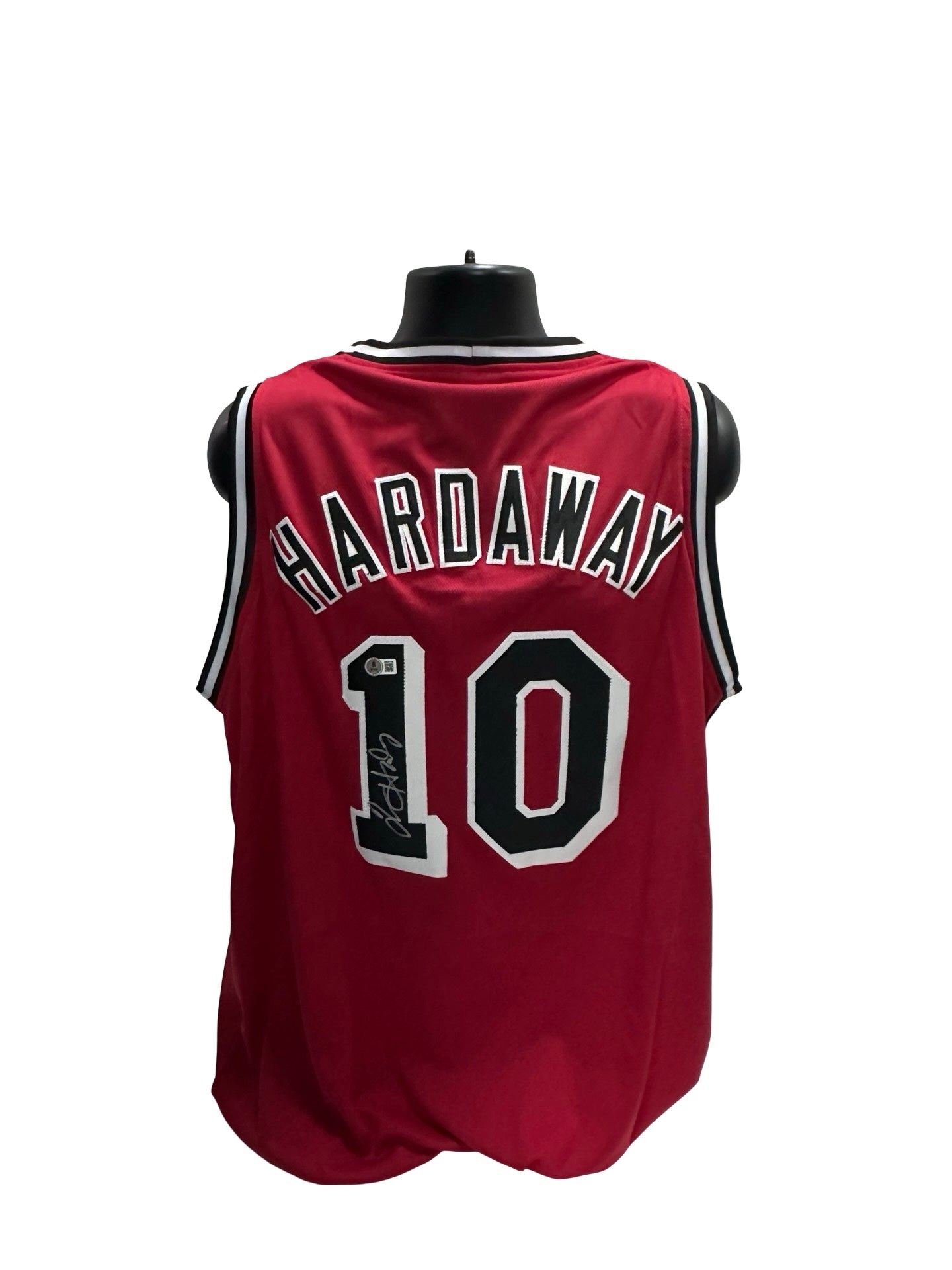 Tim Hardaway Sr Autographed Miami Heat Red Jersey Beckett BAS