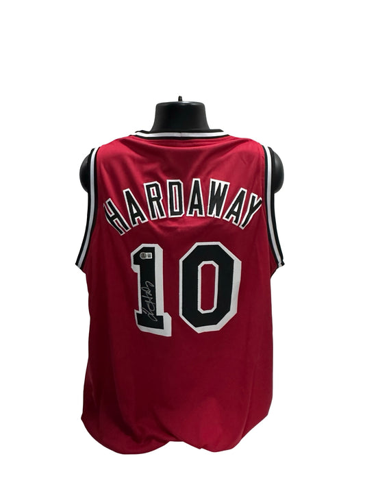 Tim Hardaway Sr Autographed Miami Heat Red Jersey Beckett BAS
