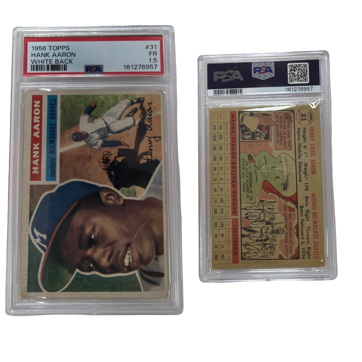 1956 Topps Hank Aaron White Back PSA 1.5!