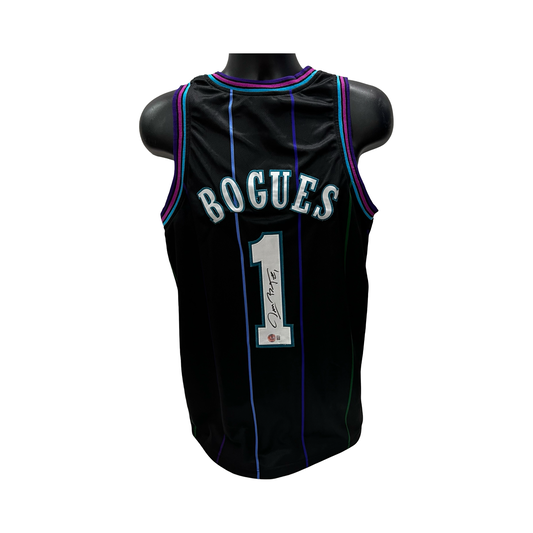 Muggsy Bogues Autographed Charlotte Hornets Black Jersey Beckett