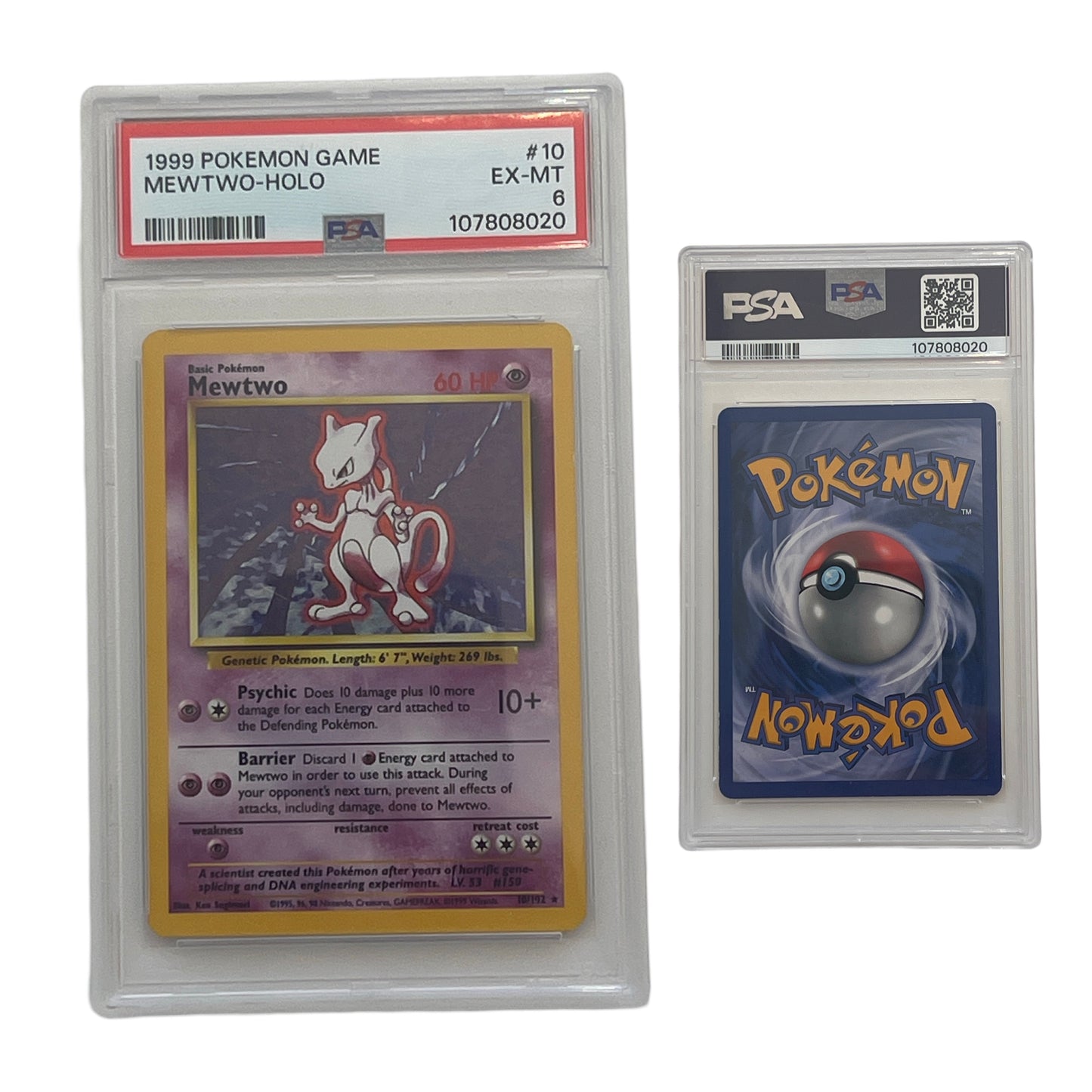 1999 Pokemon Game Mewtwo-Holo #10 PSA EX-MT 6