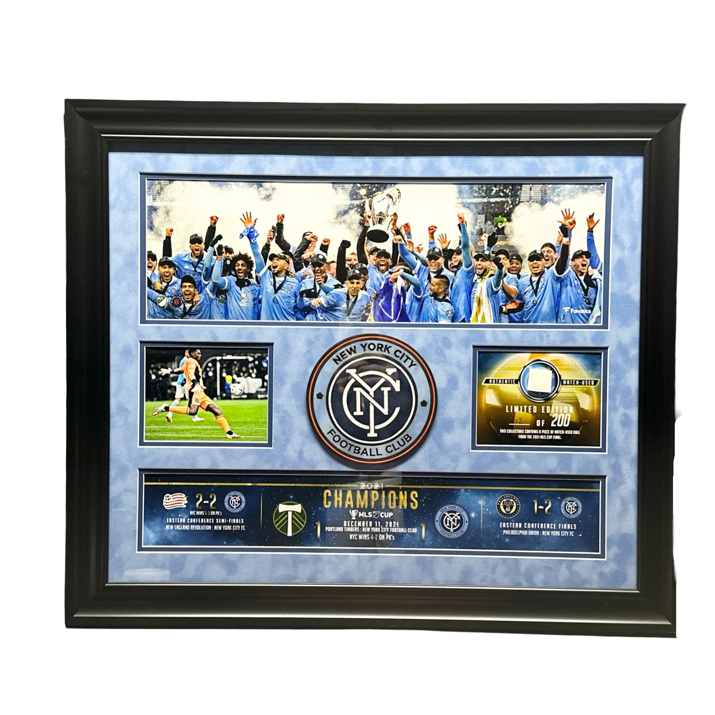 2018 New York City FC Framed 27x24 LE 12 of 200 MLS Piece of Game Used Ball Fanatics
