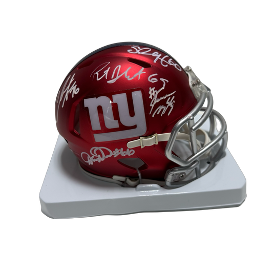 David Diehl, Kareem McKenzie, Shaun O'hara, Rich Seubert, & Chris Snee Autographed New York Giants Blaze Alternate Mini Helmet PSA