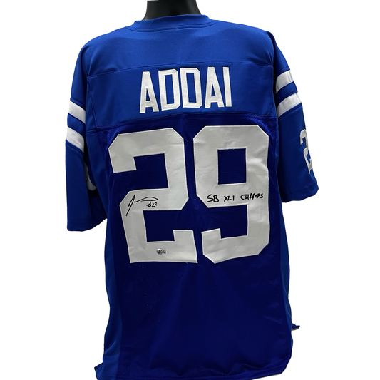 Joseph Addai Autographed Indianapolis Colts Blue Jersey "SB XLI Champs" Inscription Beckett