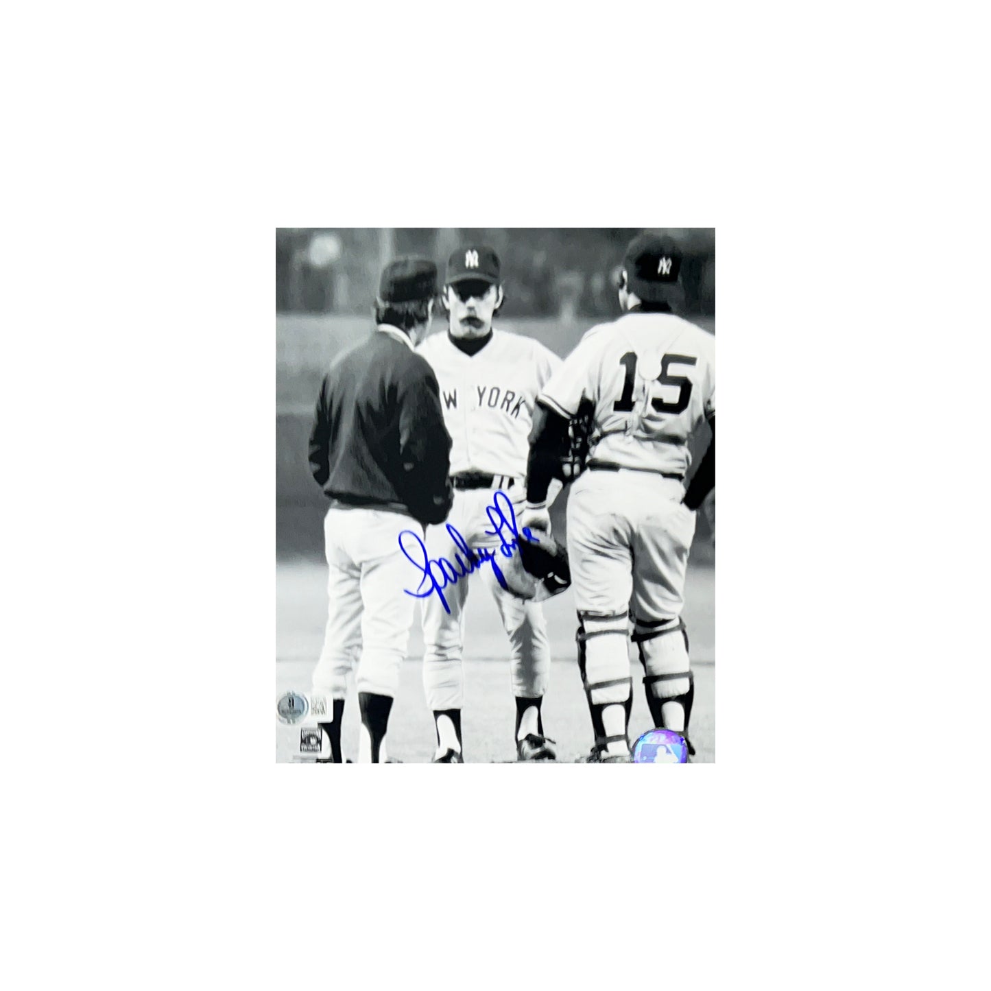 Sparky Lyle Autographed New York Yankees Mound Visit 8x10 Beckett