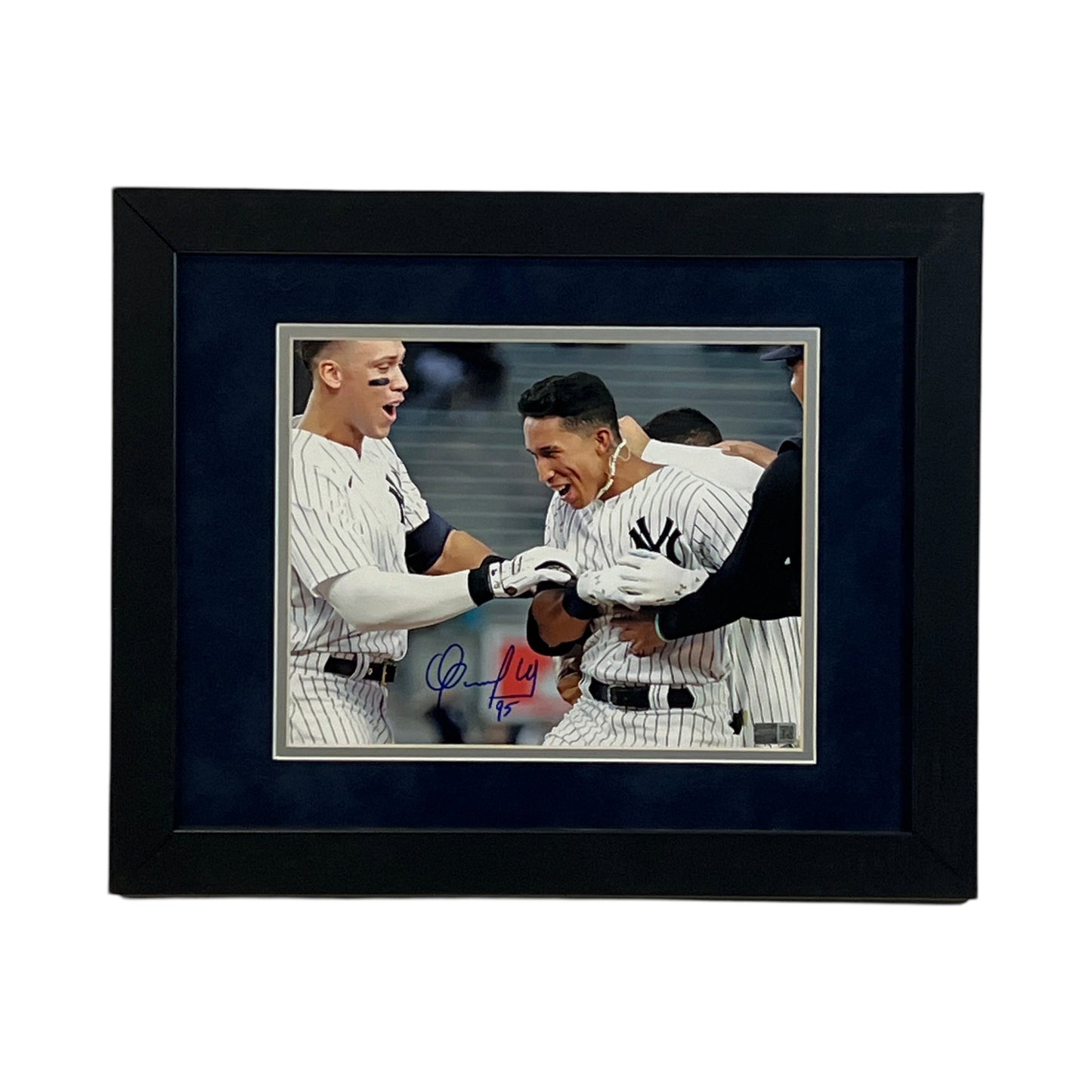 Oswaldo Cabrera Autographed New York Yankees Walk Off Celebration Framed 8X10 Steiner CX