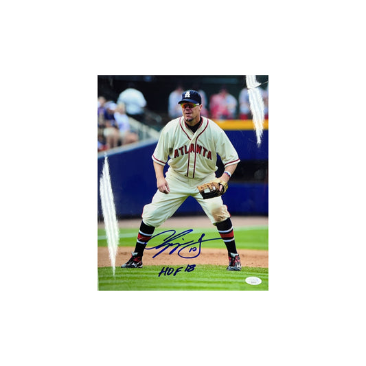 Chipper Jones Autographed Atlanta Fielding 11x14 "HOF 18" JSA