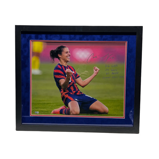 Carli Lloyd Autographed Team USA Women's Soccer Framed & Stat Inscribed 16x20 Steiner CX
