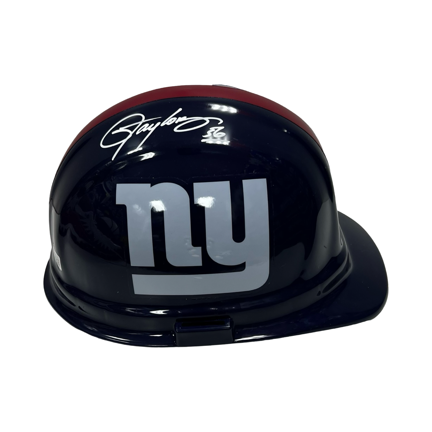 Lawrence Taylor Autographed New York Giants Dark Blue Construction Helmet White Ink Beckett