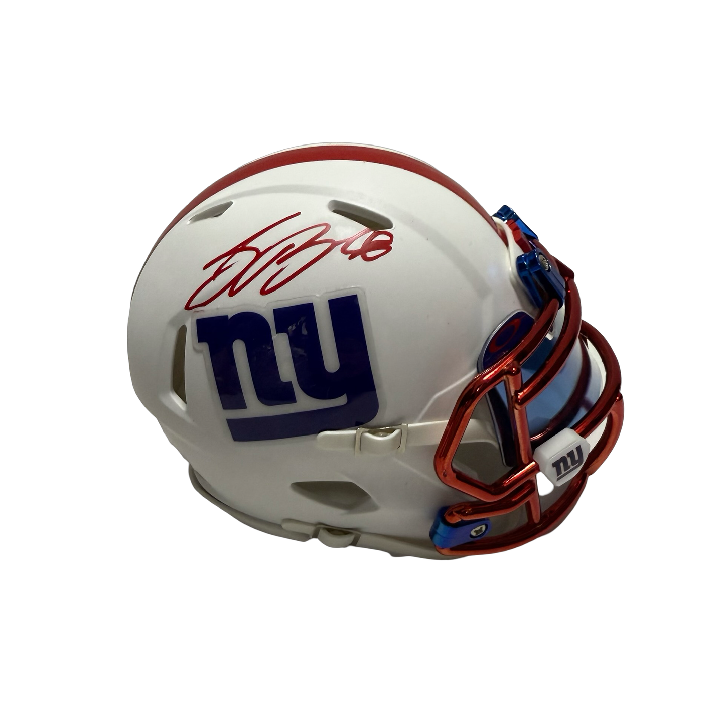 Saquon Barkley Autographed New York Giants Flat White Speed Mini Helmet Beckett