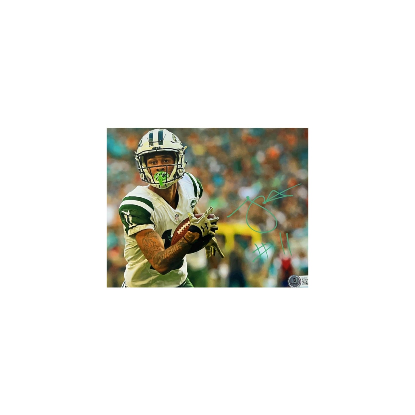 Robbie Anderson Autographed New York Jets Side View White Jersey 8x10 Beckett