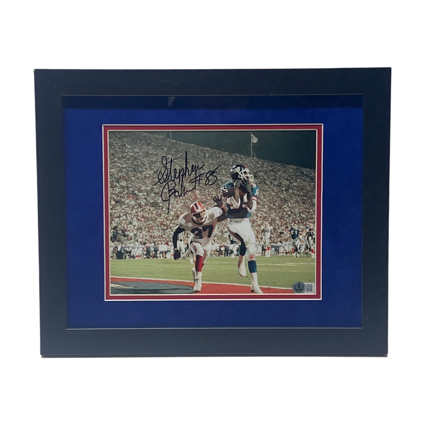 Stephen Baker Autographed New York Giants HD Catch Framed 8x10 Beckett