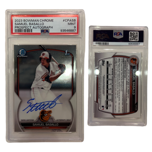 2023 Samuel Basallo Bowman Chrome Prospect Autograph #CPASB PSA 9