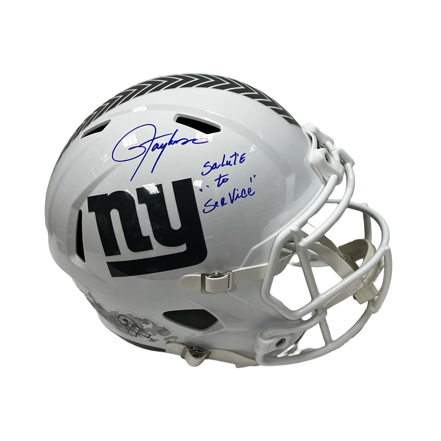 Lawrence Taylor Autographed New York Giants White Salute To Service Replica Helmet "Salute To Service" Inscription Beckett