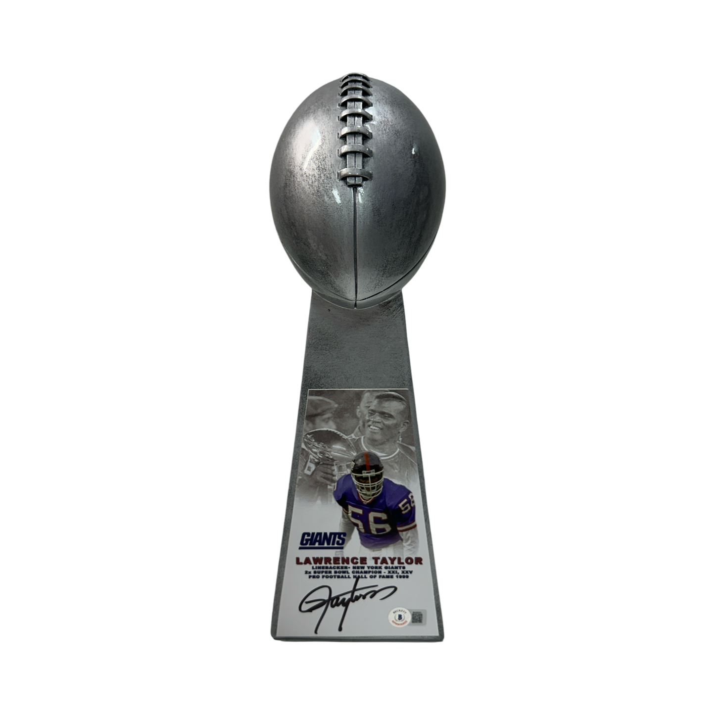 Lawrence Taylor Autographed New York Giants Super Bowl Replica Trophy Beckett