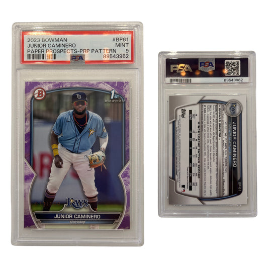 2023 Junior Caminero Bowman Paper Prospects Purple Pattern /199 #BP61 PSA MINT 9