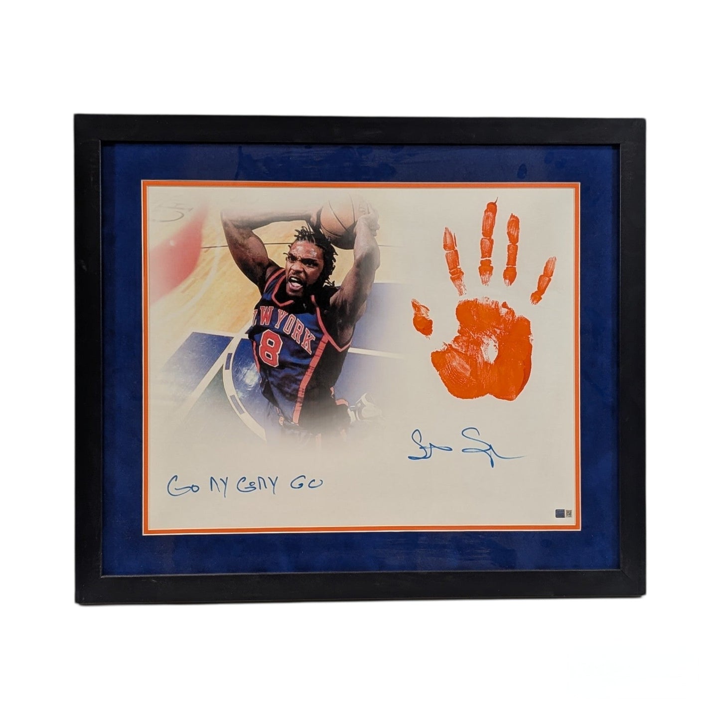 Latrell Sprewell Autographed New York Knicks "Go NY Go NY Go" Framed Handprint 16x20 Steiner CX