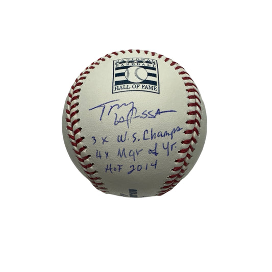 Tony La Russa Autographed Hall Of Fame Logo Ball "3x WS Champs, 4x Mgr. of Yr and HOF 2014" Insciptions JSA