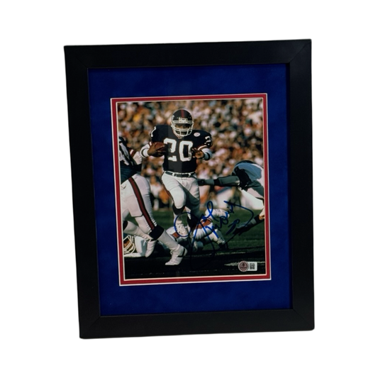Joe Morris Autographed New York Giants Rush Front View Framed 8x10 Beckett