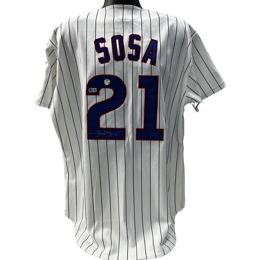 Sammy Sosa Autographed Chicago Cubs Russell Pinstripe Jersey Beckett