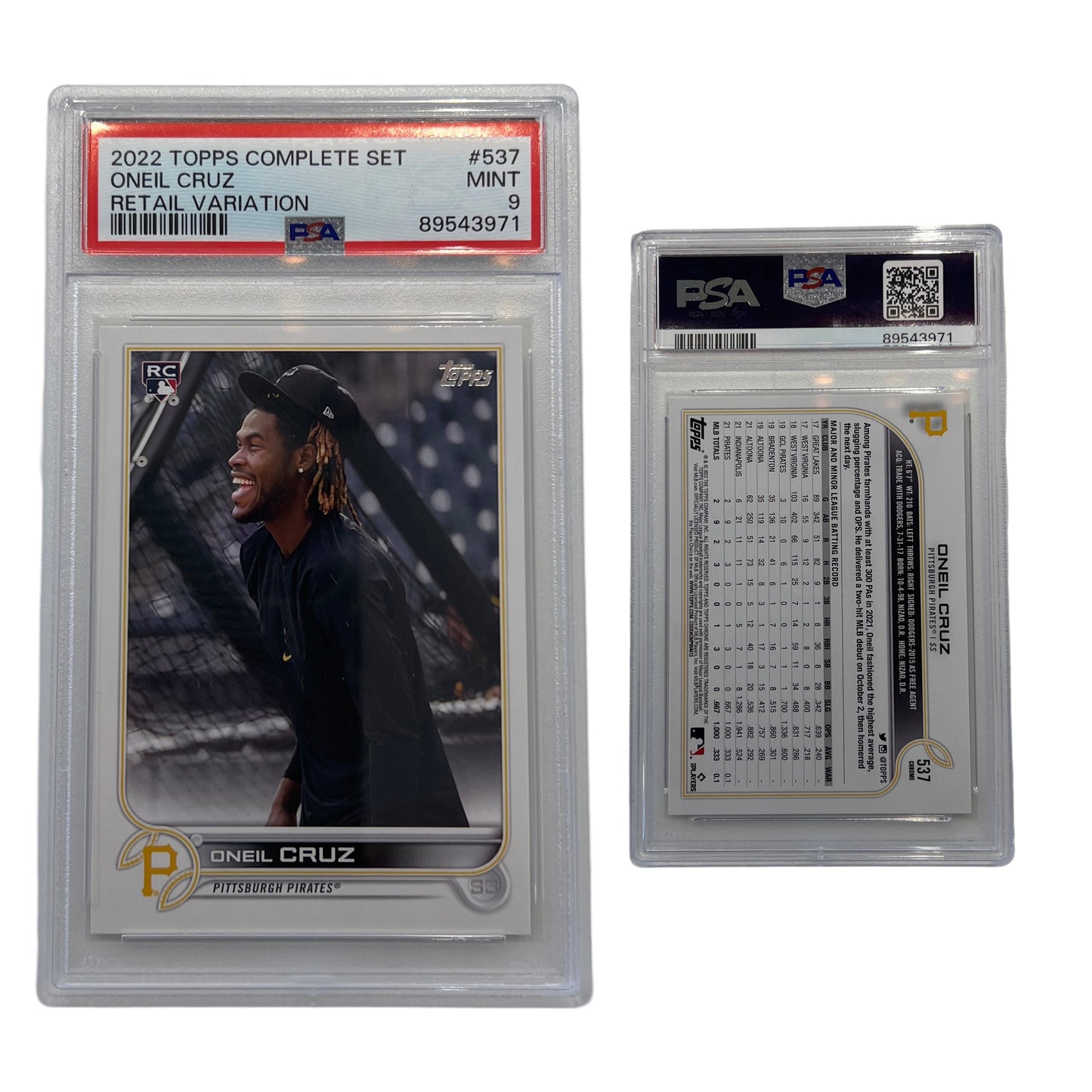 2022 O'Neil Cruz Topps Complete Set Retail Variation #537 PSA MINT 9